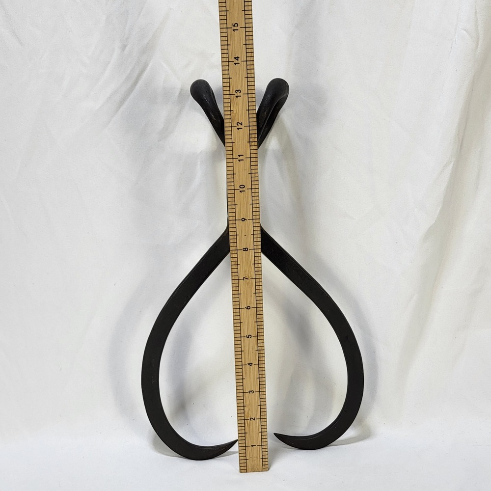 Antique Staatsburg NY Ice Block Tongs 17in Iron Ice Harvesting Tool Primitive - Picture 2 of 14